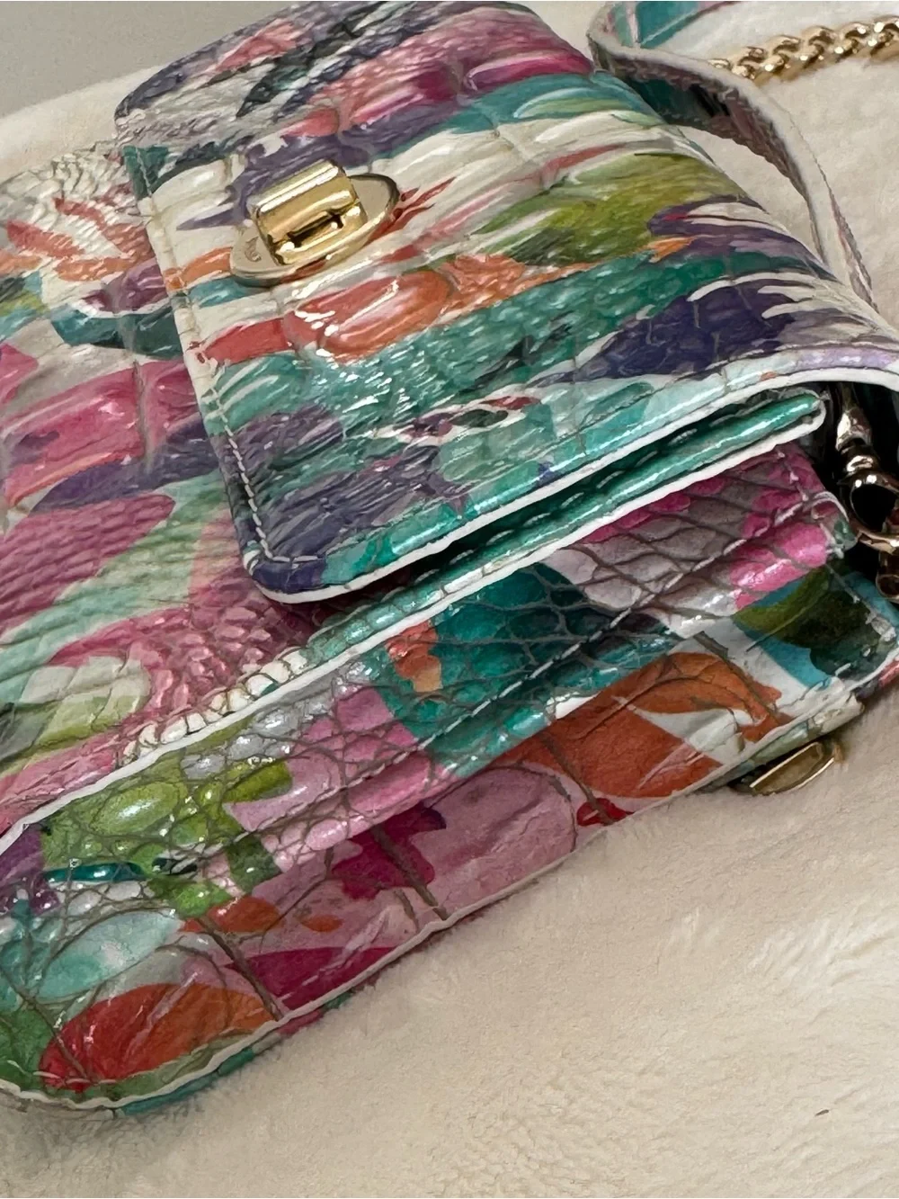 Brahmin Polina Multicolor Daylily Crossbody / Clutch / Wallet w/Chain Strap